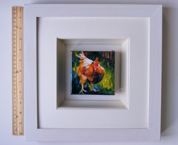 Framed hen painting
